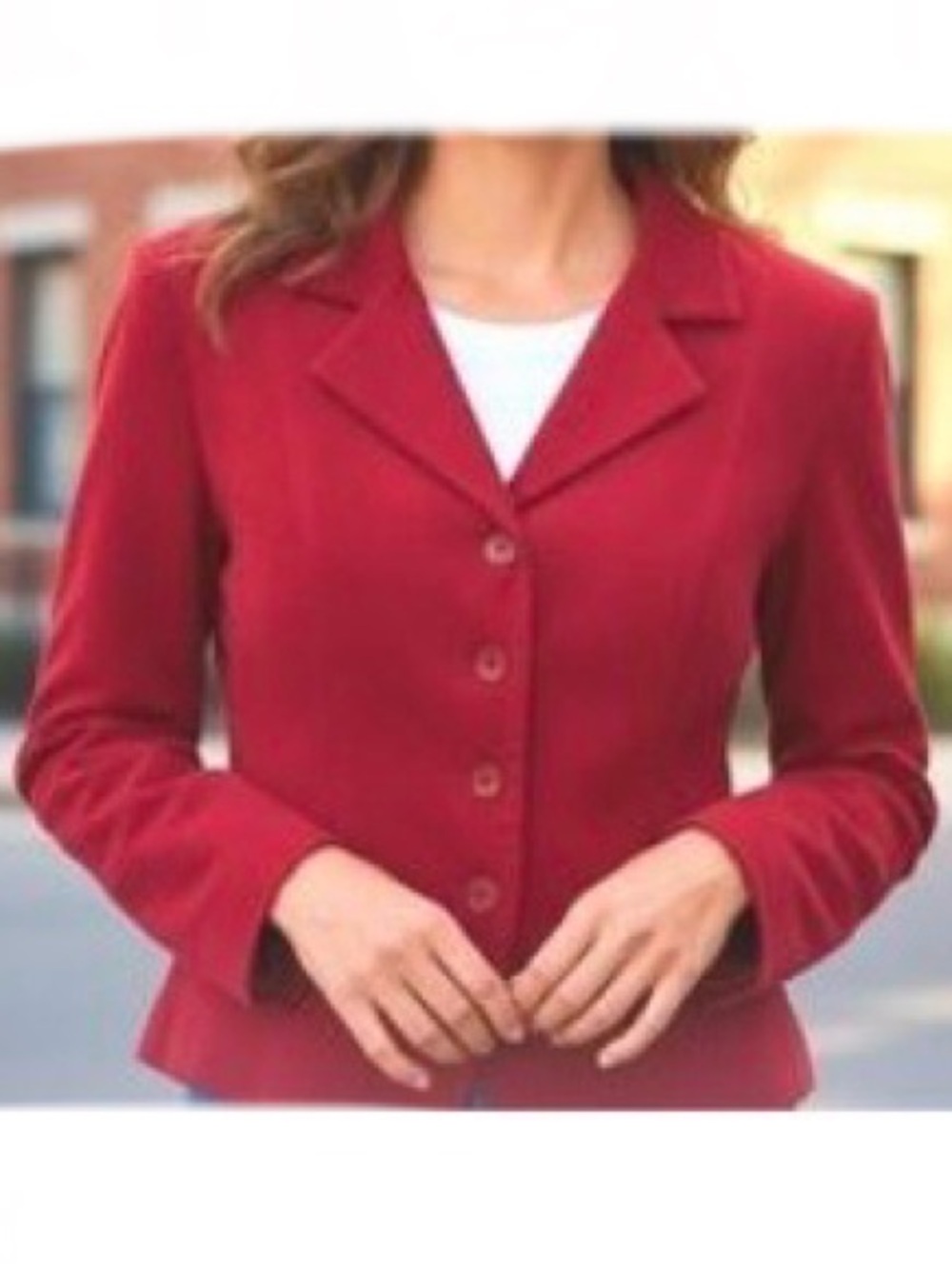 Briggs New York Women's Red Sharp Shoulder Blazer Jacket Coat